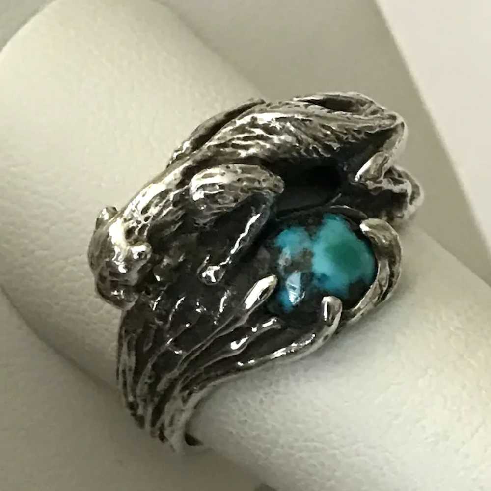 Vintage Navajo Sterling Silver Turquoise and Pant… - image 6