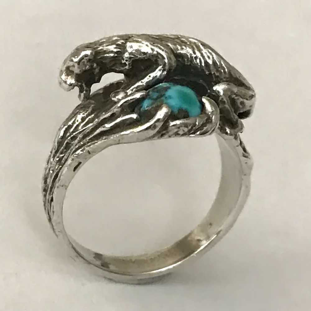 Vintage Navajo Sterling Silver Turquoise and Pant… - image 9