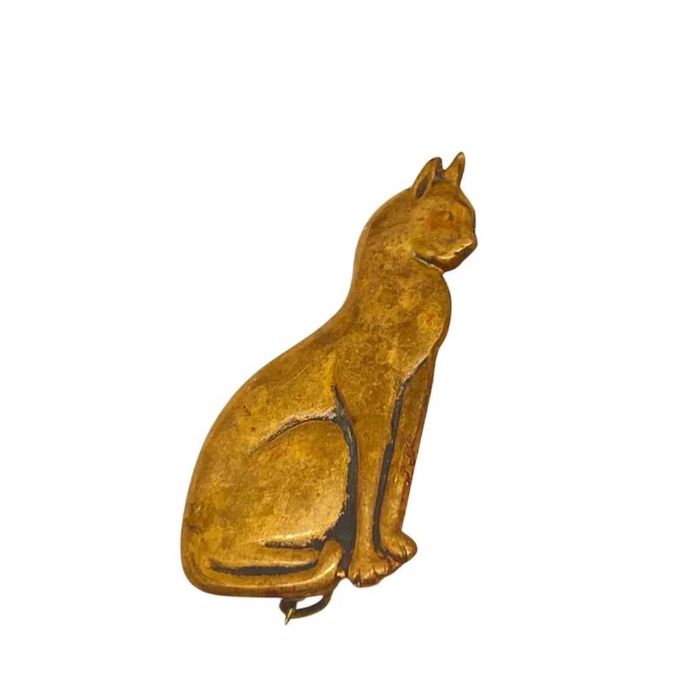 Vintage Brass Cat Brooch Pin - image 2