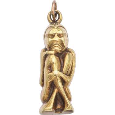 Vintage 14K Yellow Gold Sitting Man Charm Pendant - image 1