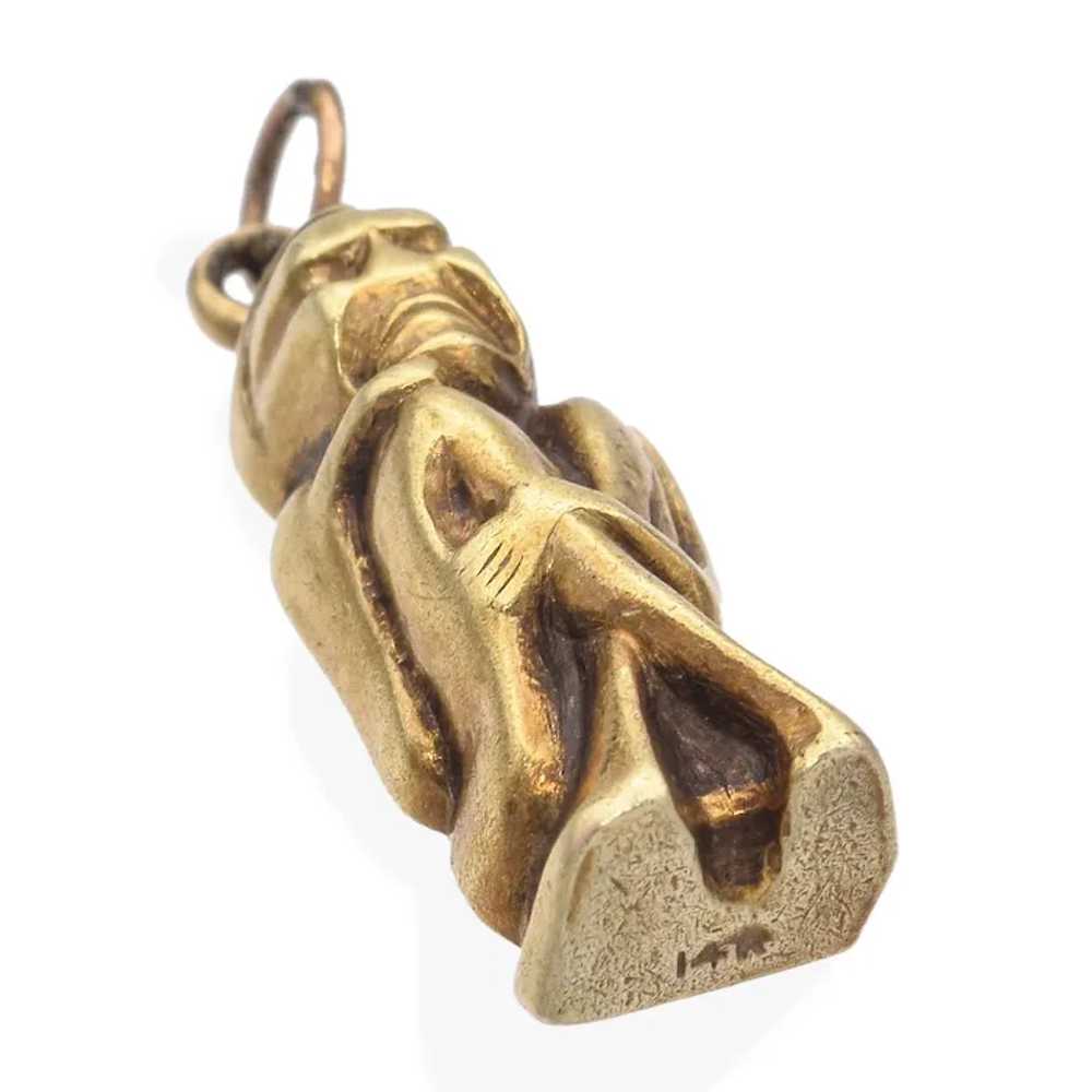 Vintage 14K Yellow Gold Sitting Man Charm Pendant - image 2