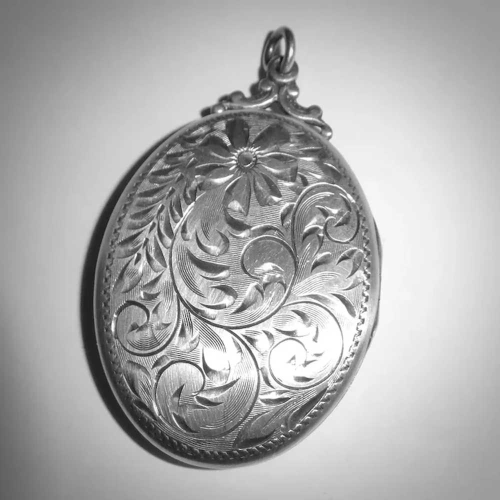 Victorian Revival Engraved Sterling Locket - image 10