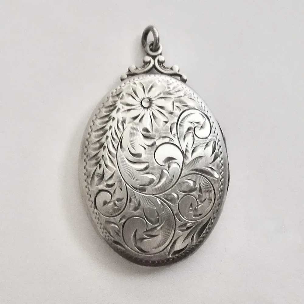 Victorian Revival Engraved Sterling Locket - image 2