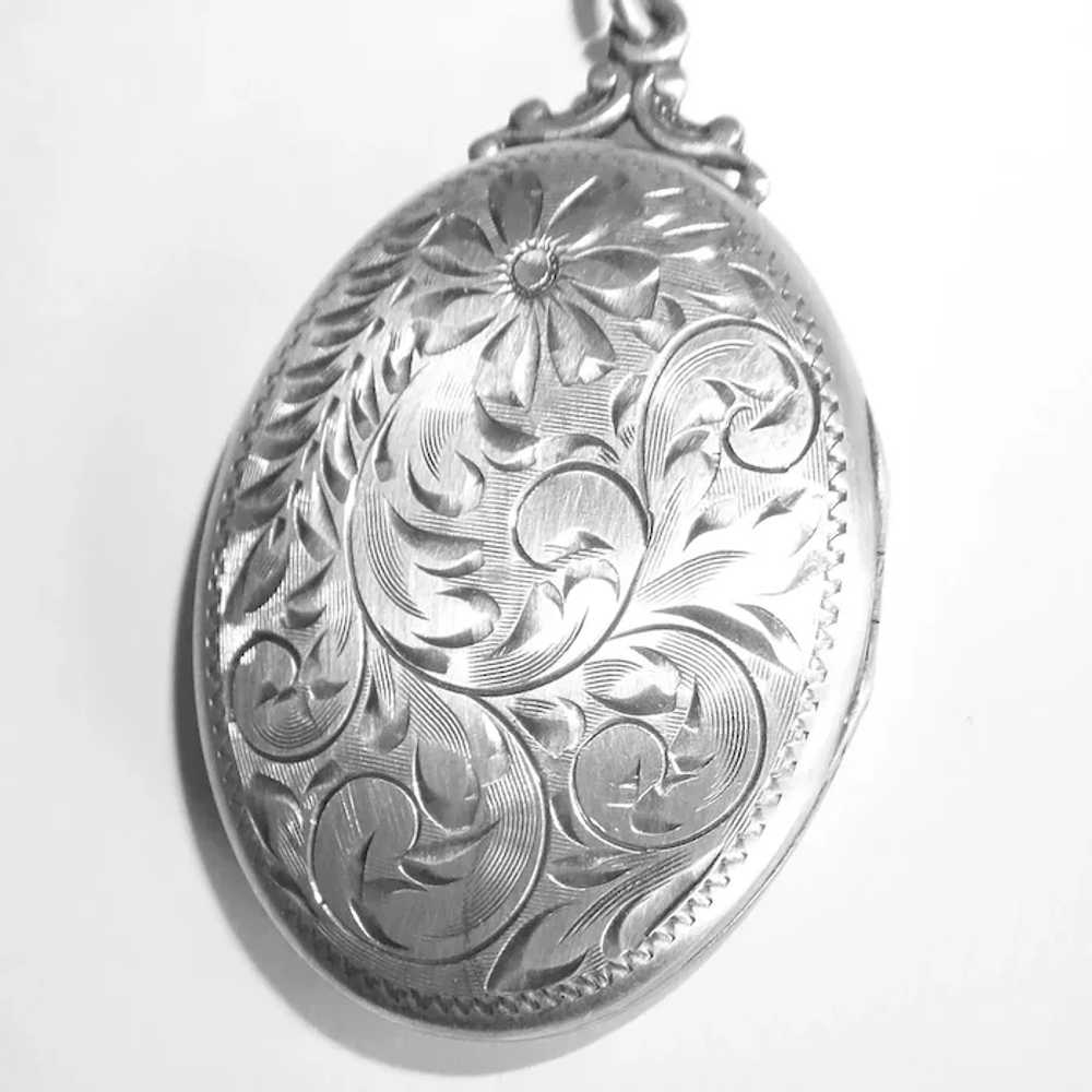 Victorian Revival Engraved Sterling Locket - image 4