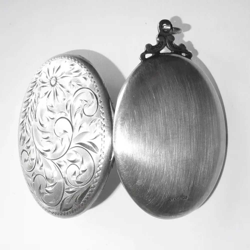 Victorian Revival Engraved Sterling Locket - image 5