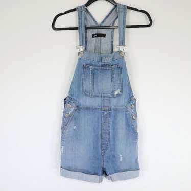 3x1 Womens Distressed Denim Cuffed Shorts Overall 