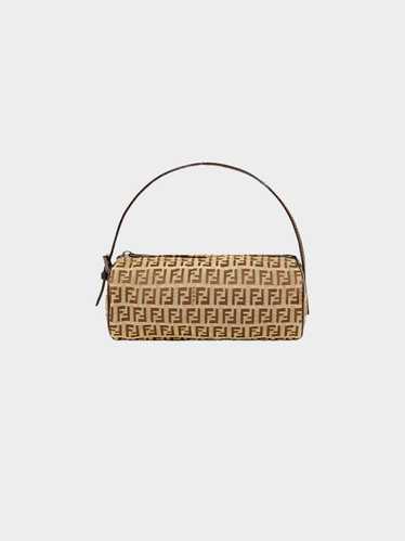 Fendi 2000s Brown Zucca Canvas Barrel Bag