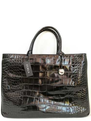 Furla Blk Crocodile Embossed 2Way Bag