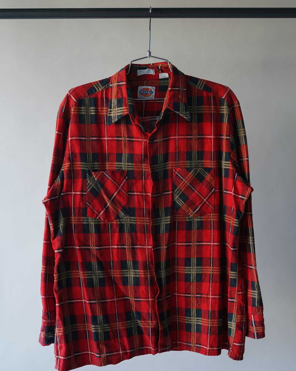 80's Dickies Plaid Flannel Shirt - Large - image 1