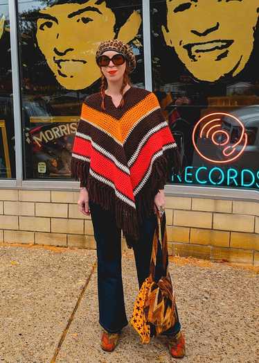 Vintage '70s Chevron Crochet Poncho