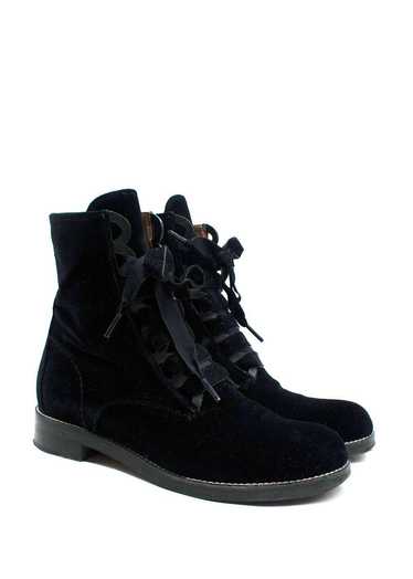 Managed by hewi Chloe Black Velvet Combat Boots