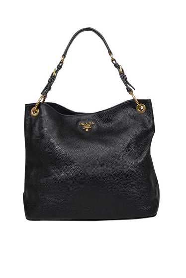 Prada - Black Pebbled Leather Shoulder Bag