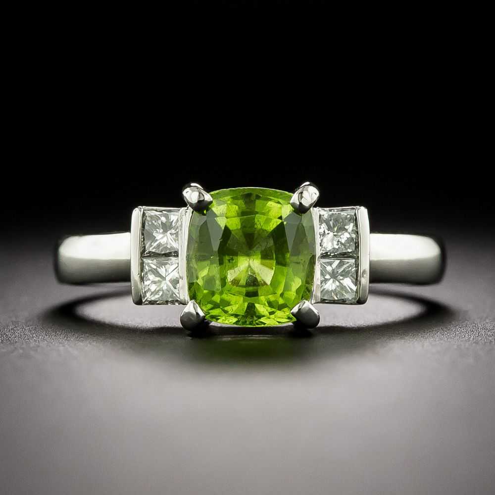 Estate Petite Peridot and Diamond Ring - image 1