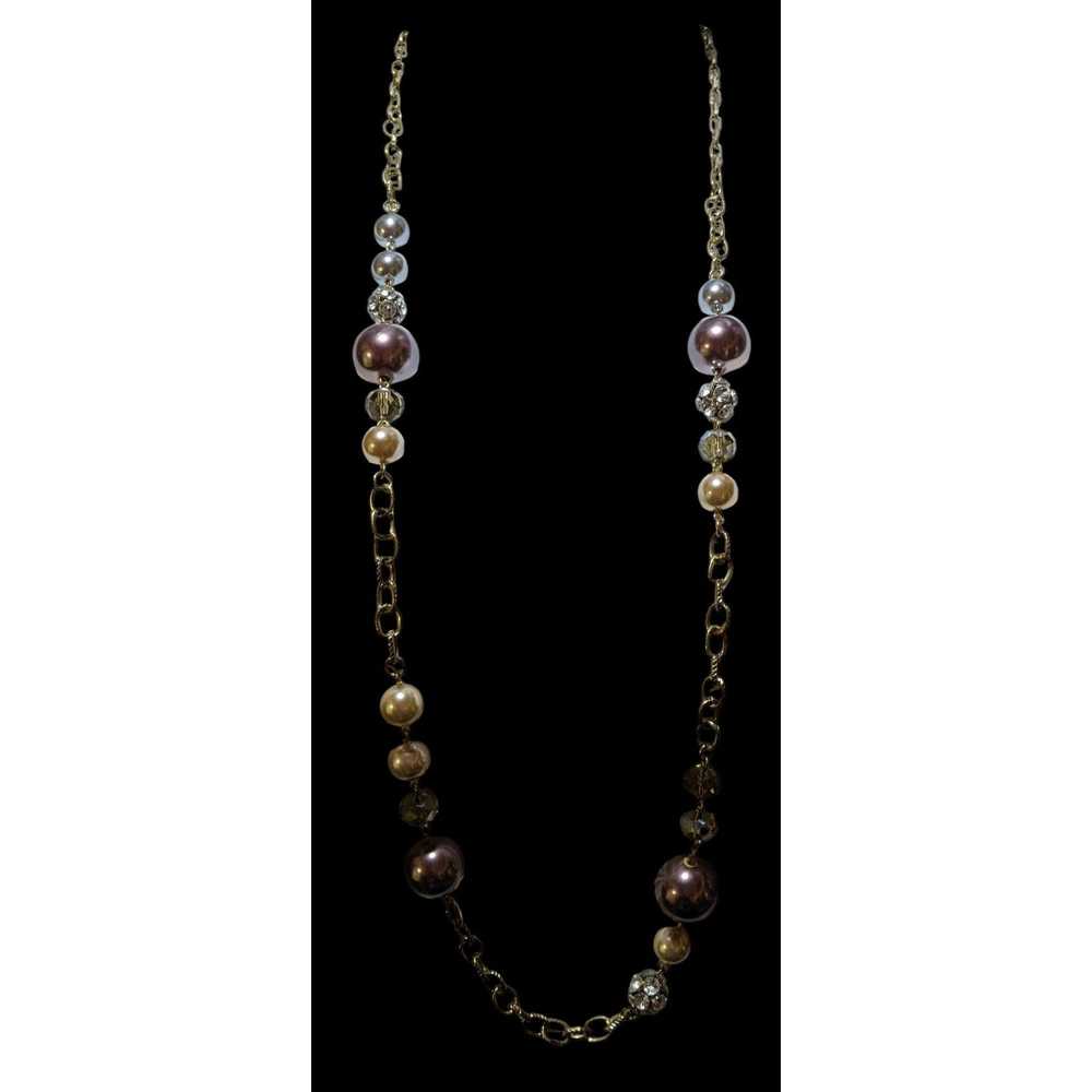 Loft Glam Pearl Ann Taylor Loft Chain Beaded Neck… - image 1