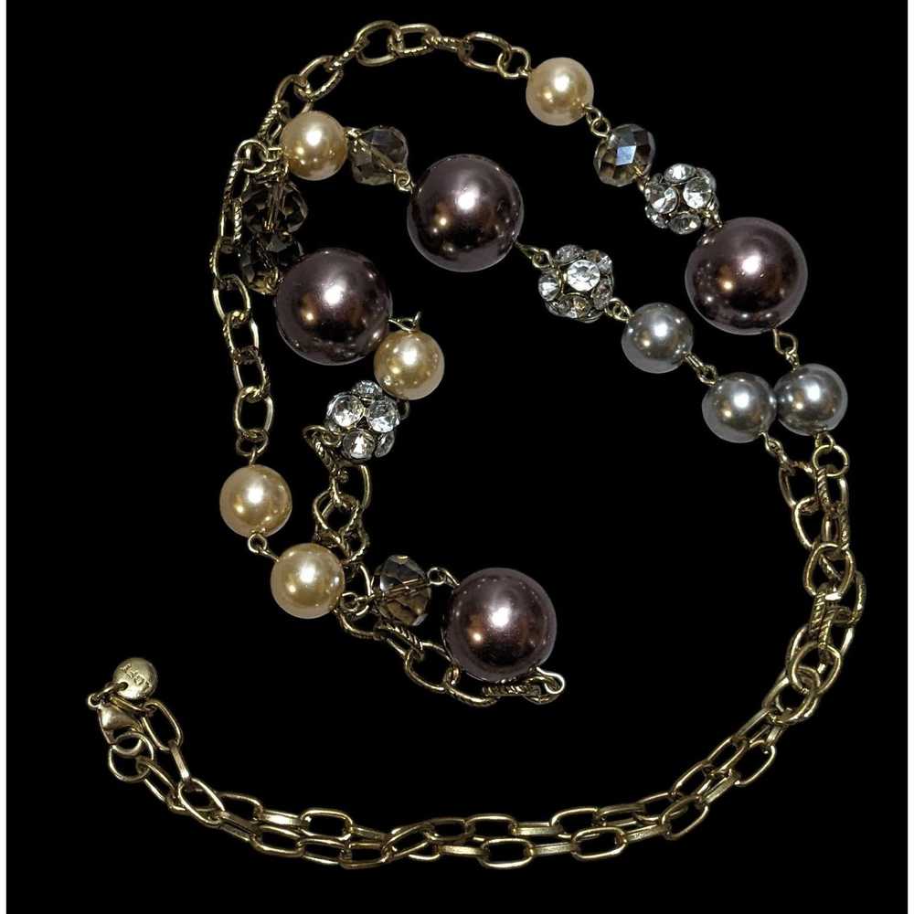 Loft Glam Pearl Ann Taylor Loft Chain Beaded Neck… - image 3