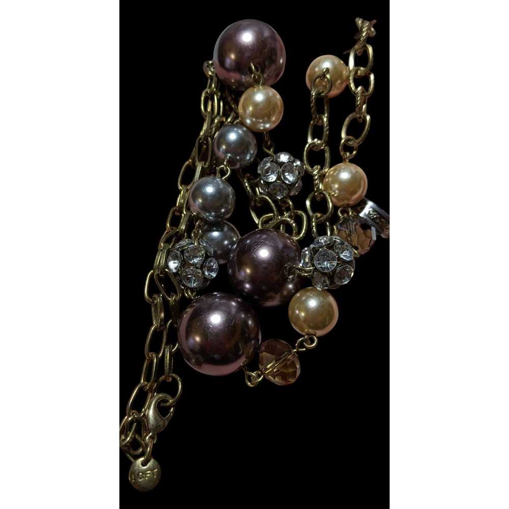 Loft Glam Pearl Ann Taylor Loft Chain Beaded Neck… - image 4