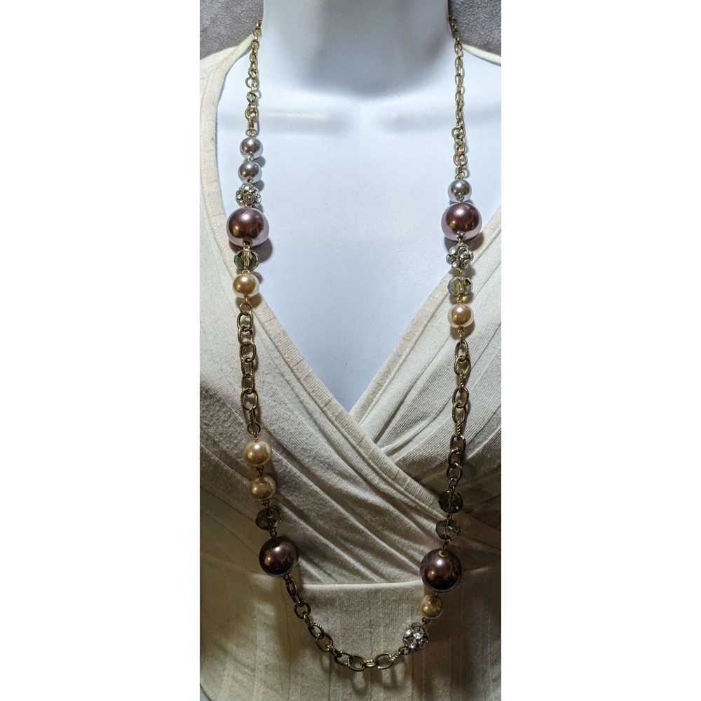 Loft Glam Pearl Ann Taylor Loft Chain Beaded Neck… - image 5