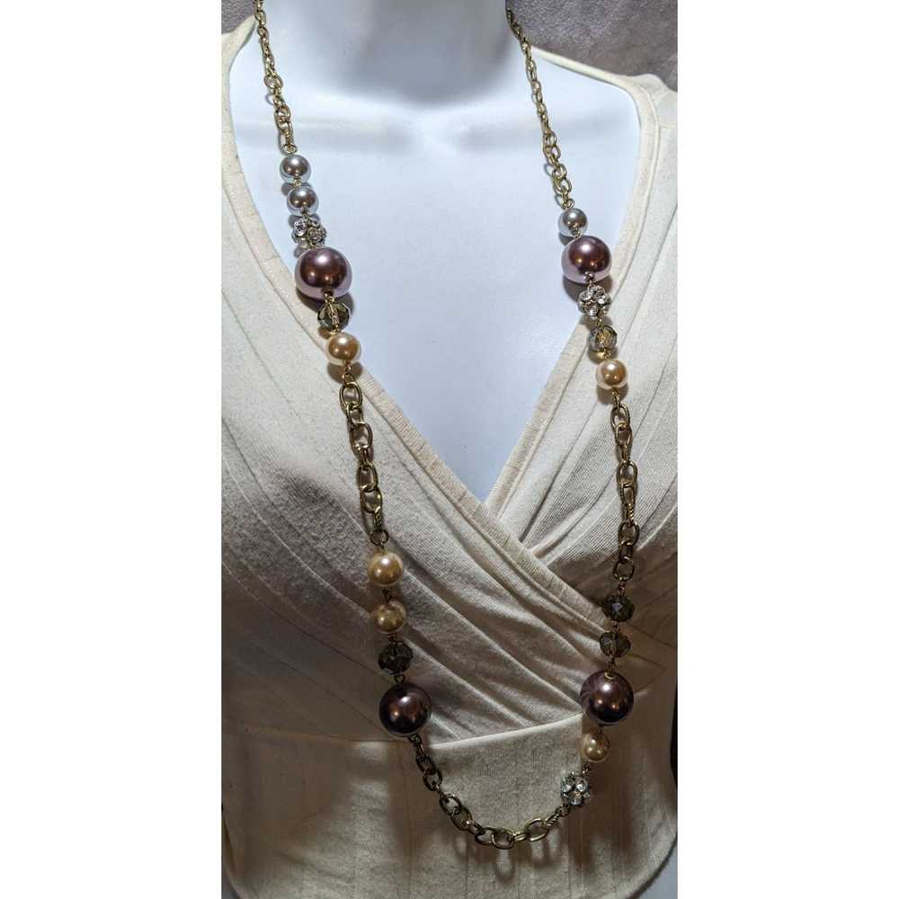 Loft Glam Pearl Ann Taylor Loft Chain Beaded Neck… - image 6