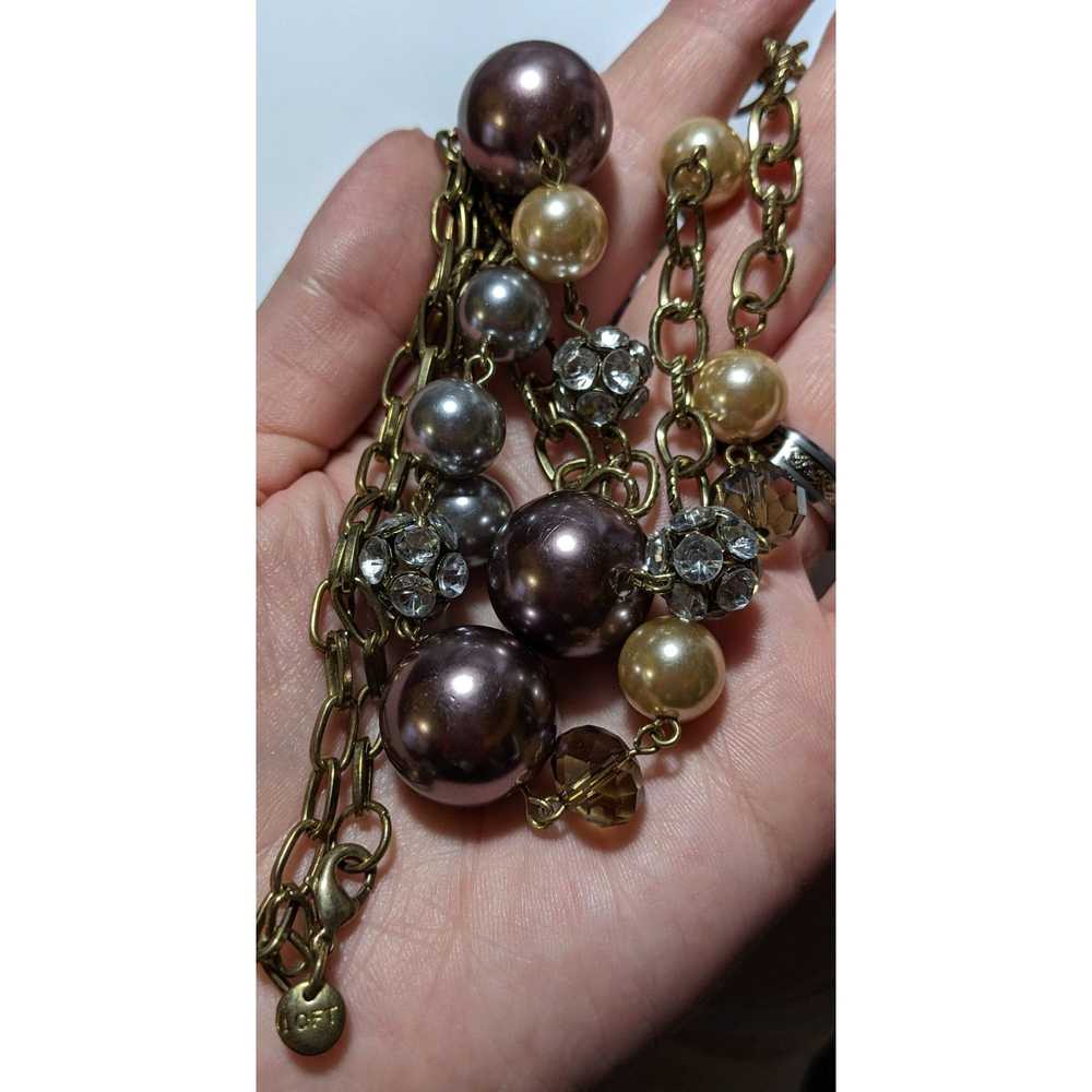 Loft Glam Pearl Ann Taylor Loft Chain Beaded Neck… - image 8