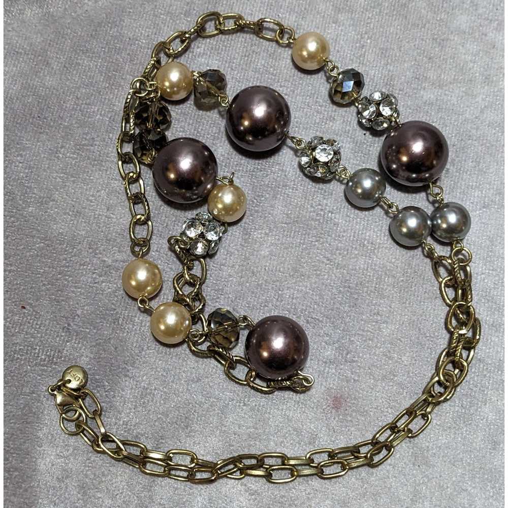 Loft Glam Pearl Ann Taylor Loft Chain Beaded Neck… - image 9