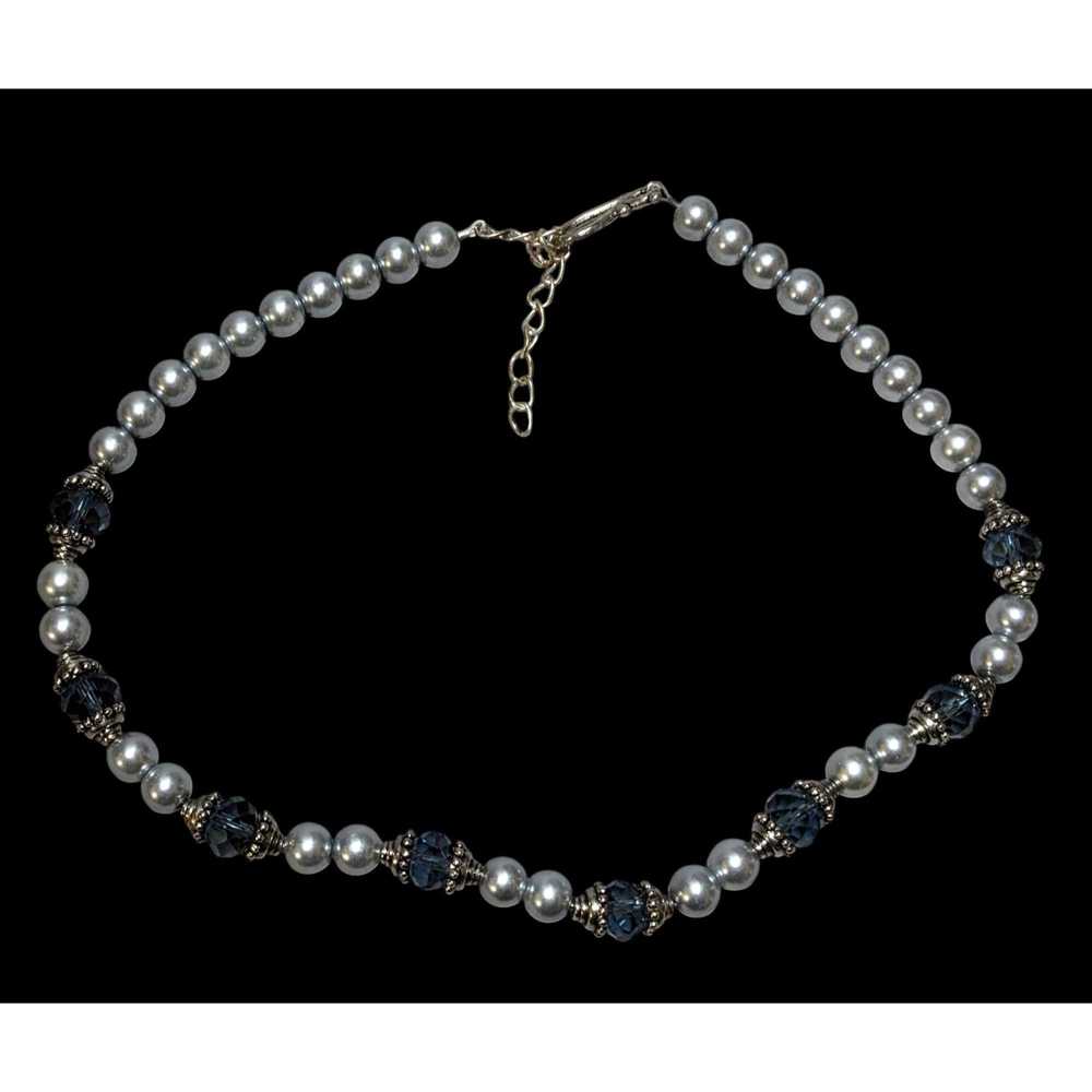 Other Elegant Silver Faux Pearl Beaded Glass Neck… - image 1