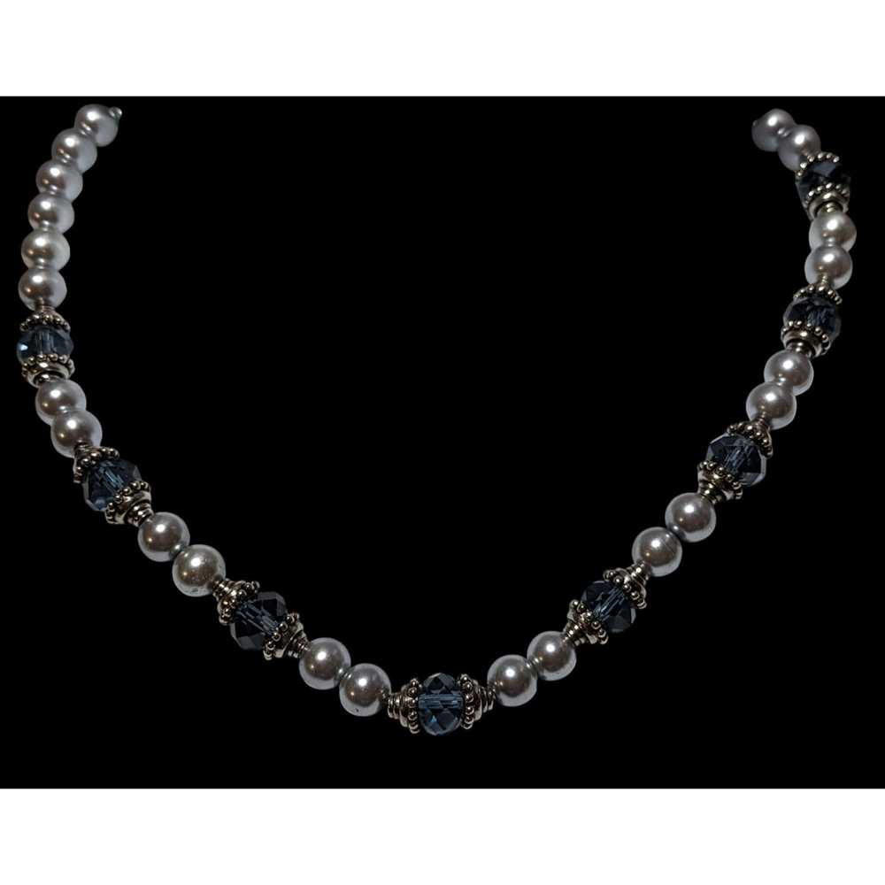 Other Elegant Silver Faux Pearl Beaded Glass Neck… - image 2