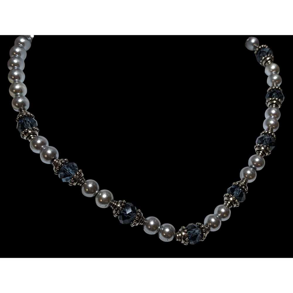 Other Elegant Silver Faux Pearl Beaded Glass Neck… - image 3