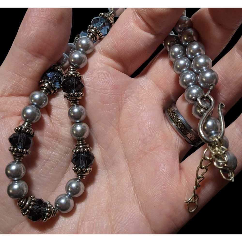 Other Elegant Silver Faux Pearl Beaded Glass Neck… - image 4