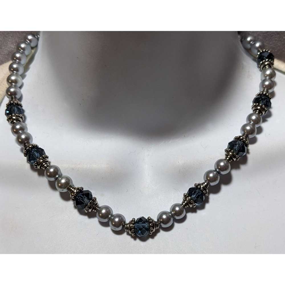 Other Elegant Silver Faux Pearl Beaded Glass Neck… - image 5