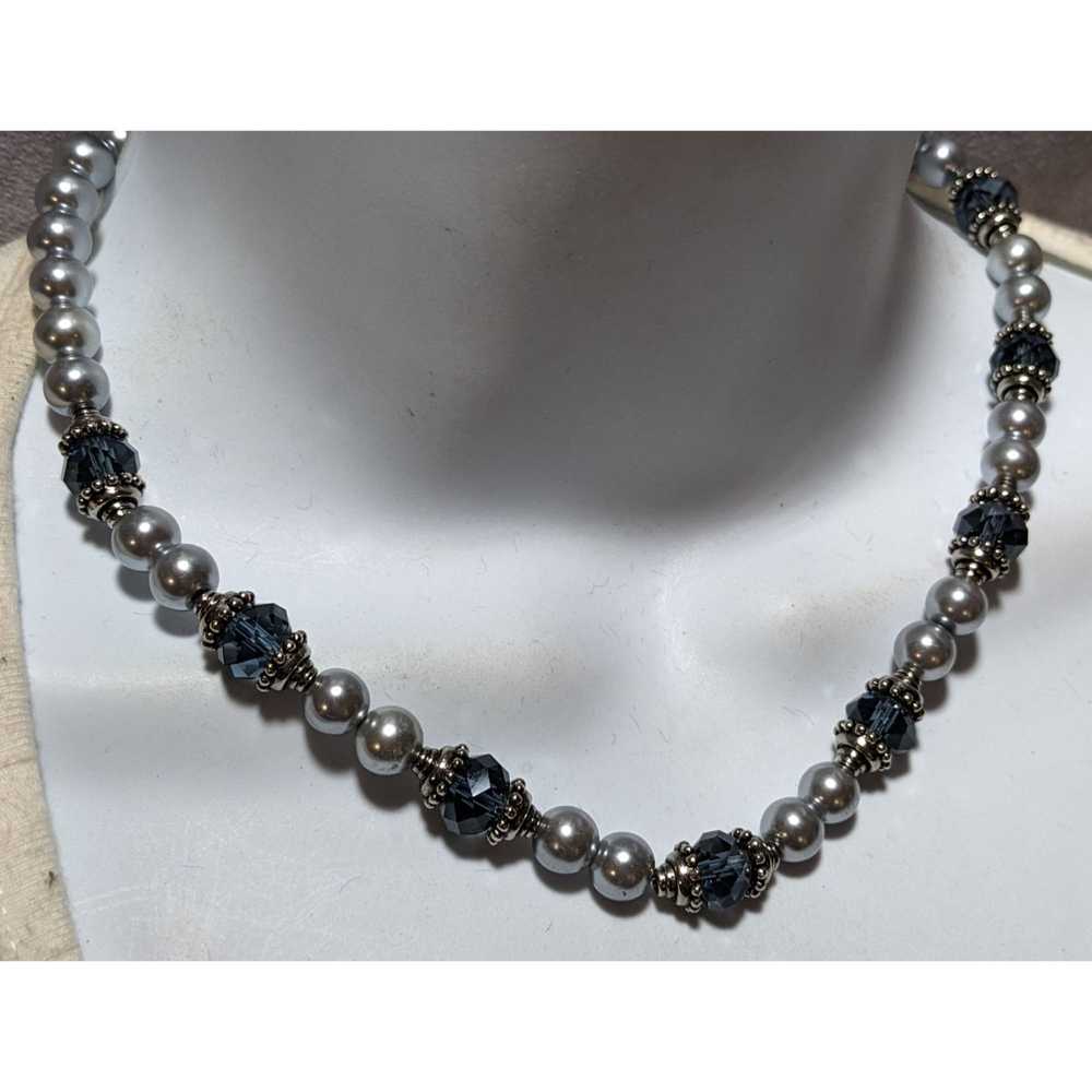 Other Elegant Silver Faux Pearl Beaded Glass Neck… - image 6