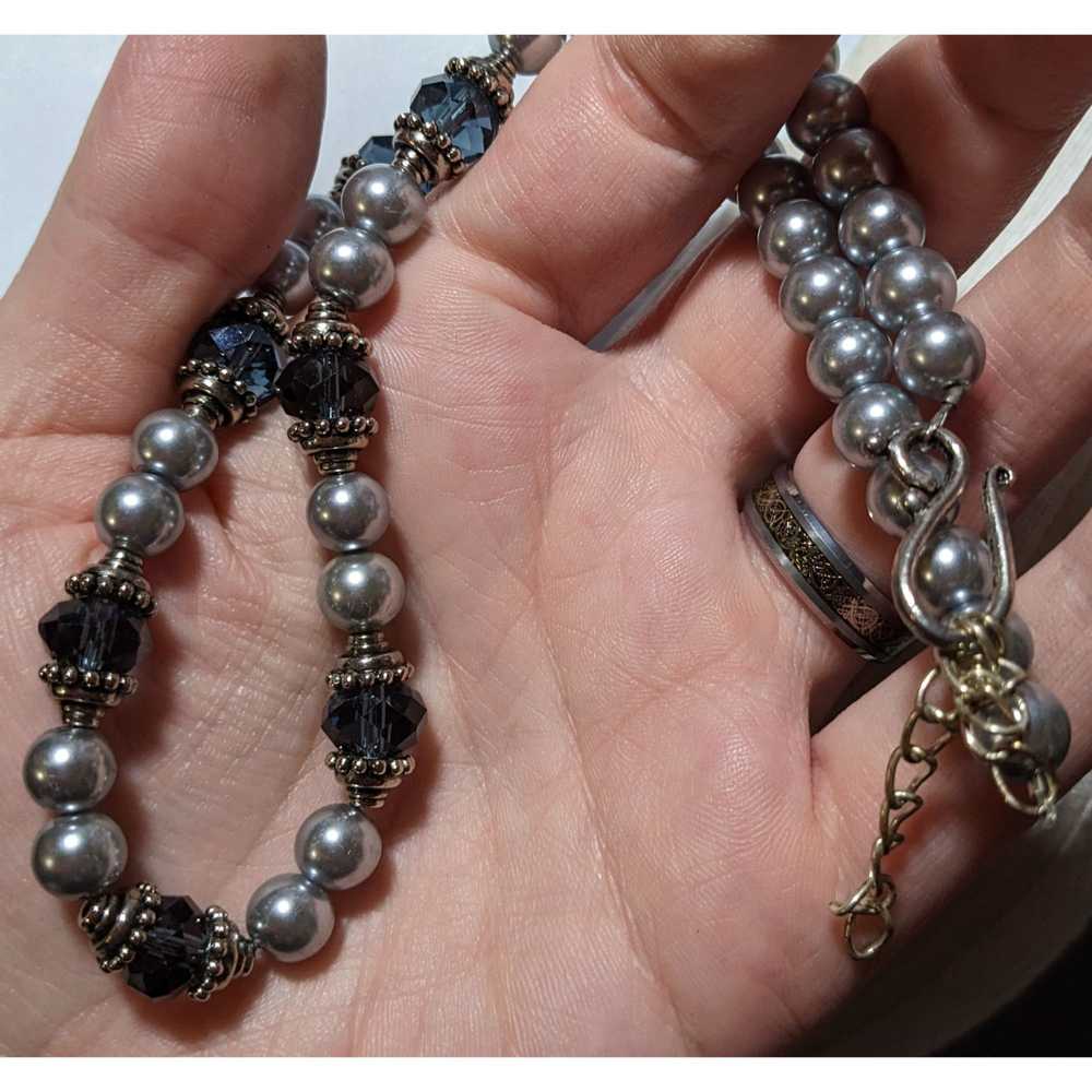 Other Elegant Silver Faux Pearl Beaded Glass Neck… - image 7