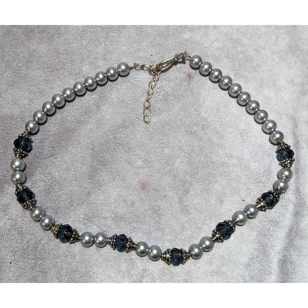 Other Elegant Silver Faux Pearl Beaded Glass Neck… - image 8