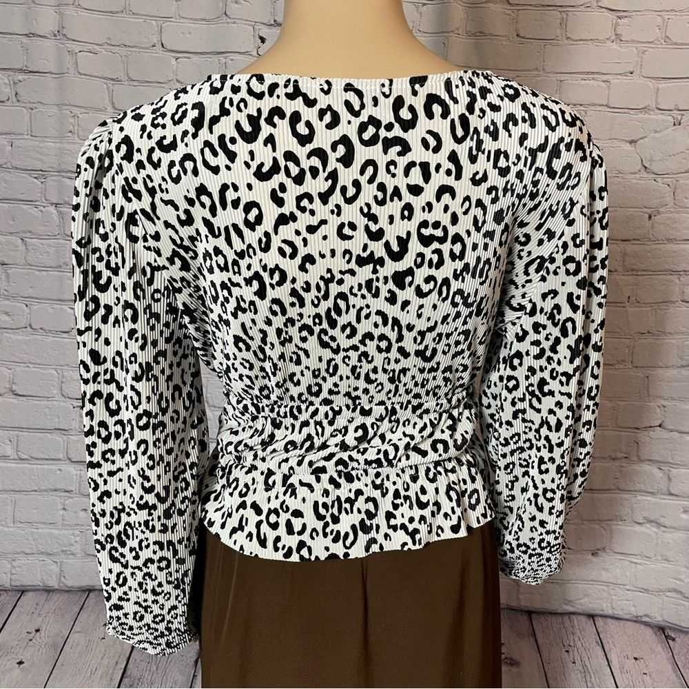 Zara Zara Leopard Pleated Long Balloon Sleeve V-N… - image 8