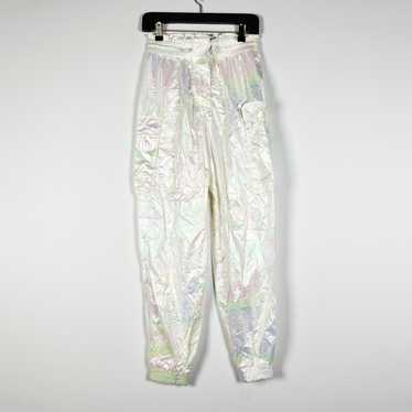 Zara Zara White Pearl Holographic Metallic High Wa