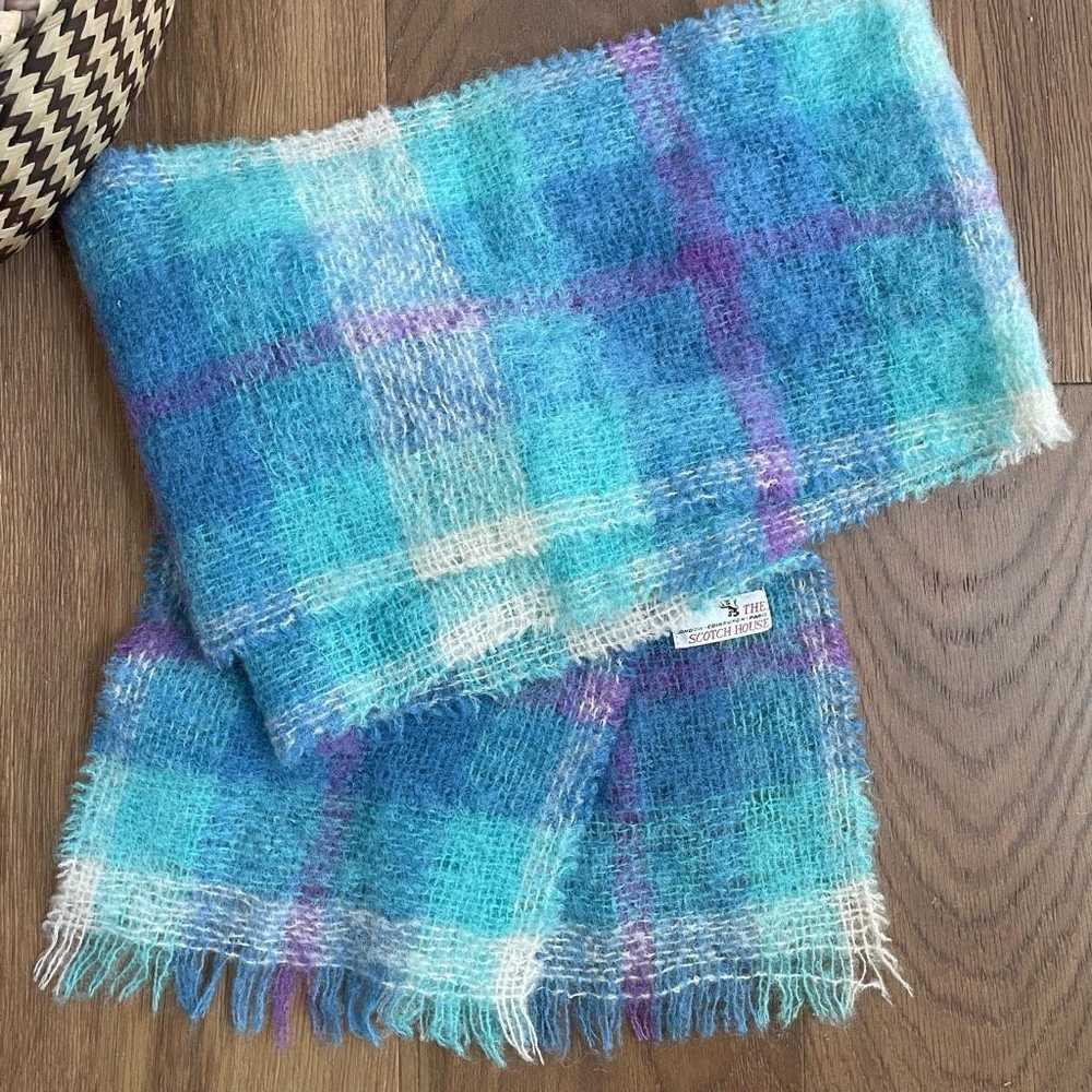 Vintage Vintage The Scotch House Plaid Scarf Turq… - image 1