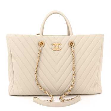 CHANEL Caviar Chevron Quilted Coco Handle Shoppin… - image 1