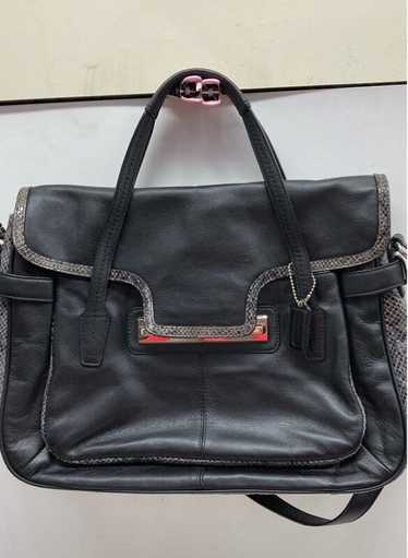 Coach Black Snakeskin Print Taylor Mixed Leather M