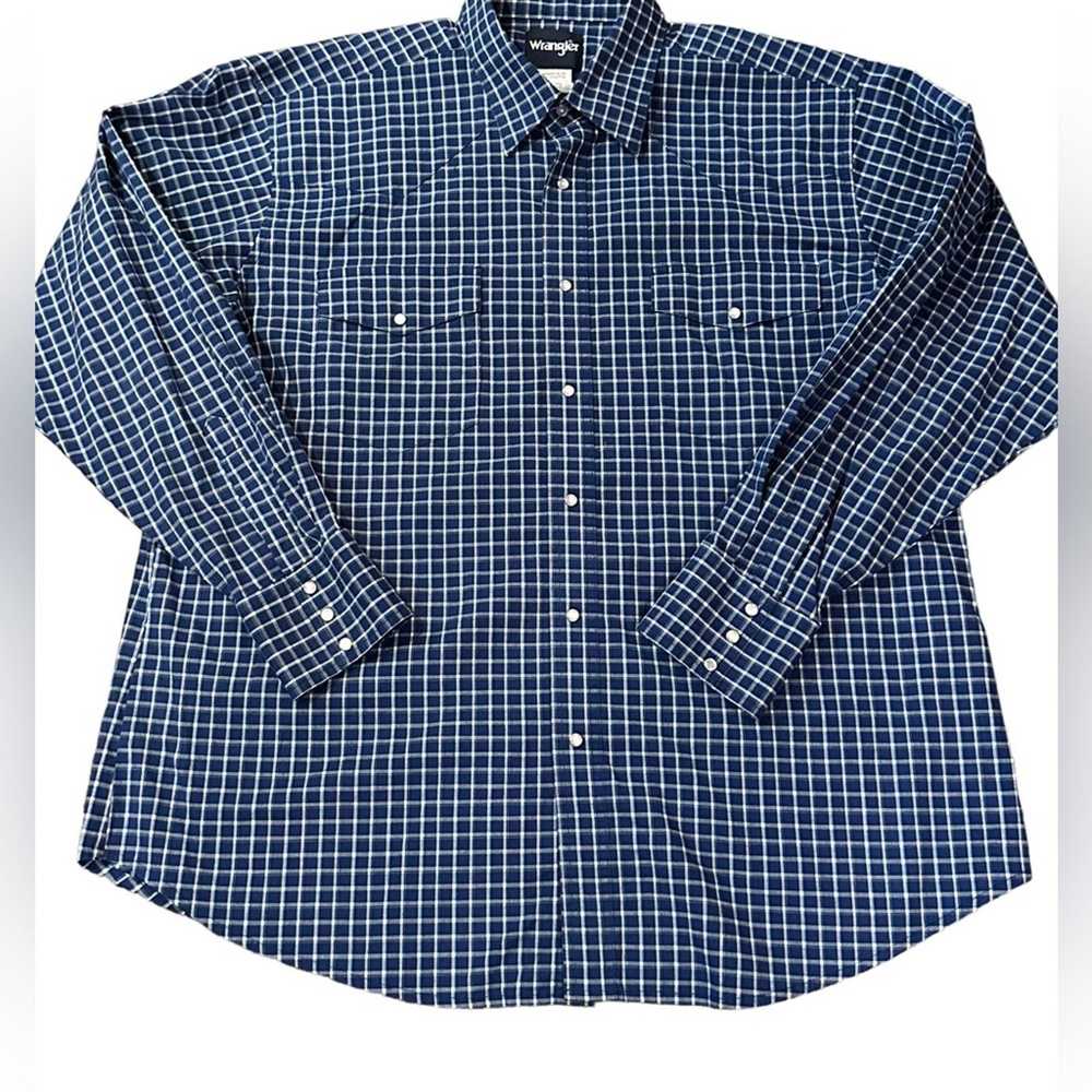 Wrangler Wrangler Blue Plaid Pearl Snap Western S… - image 1