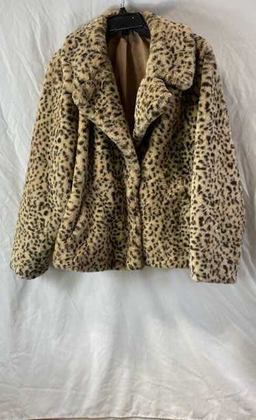 Jaclyn Smith Womens Yellow Black Leopard Print Fau