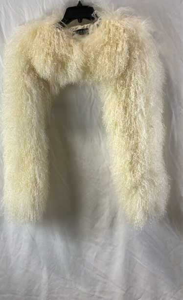 Akira Womens Ivory Real Mongolian Tibet Lamb Fur L