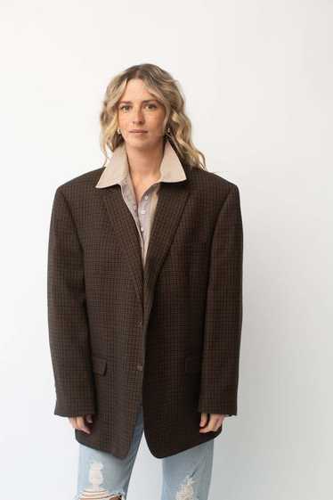 Houndstooth Blazer - Brown Plaid