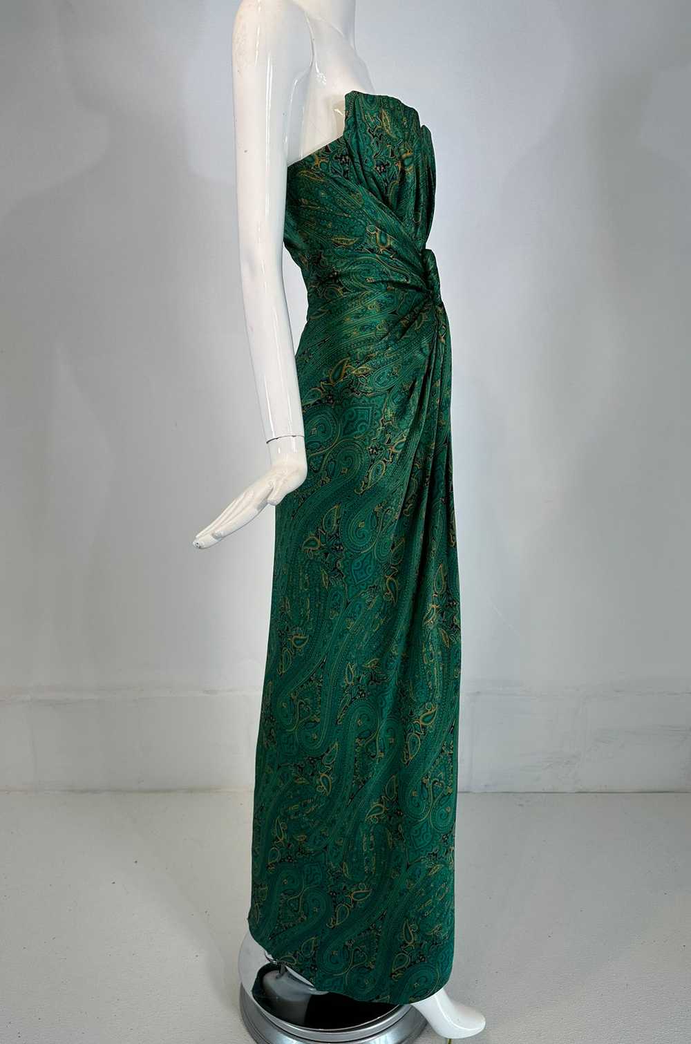 Arnold Scaasi Silk Paisley Strapless Sarong Gown … - image 5