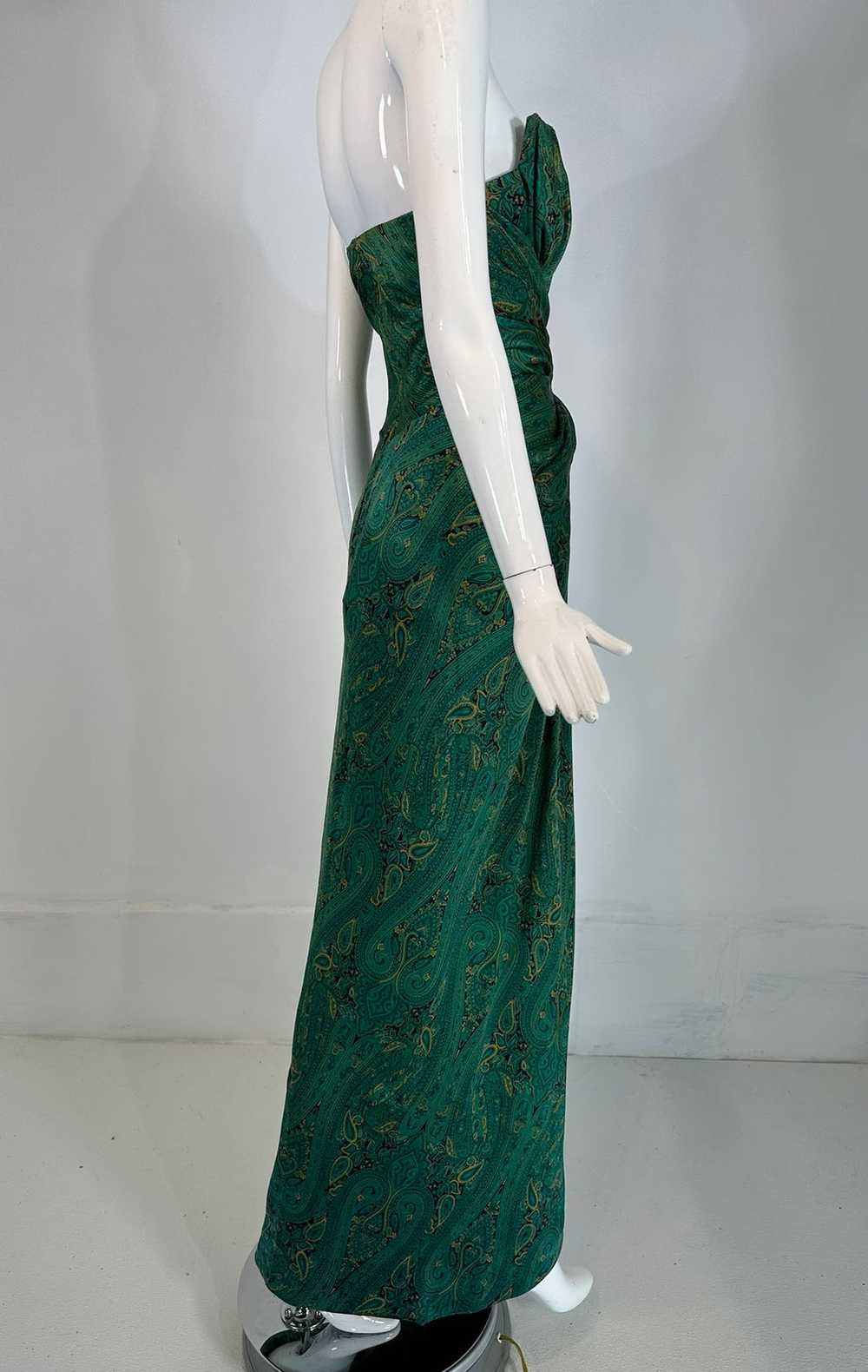 Arnold Scaasi Silk Paisley Strapless Sarong Gown … - image 6