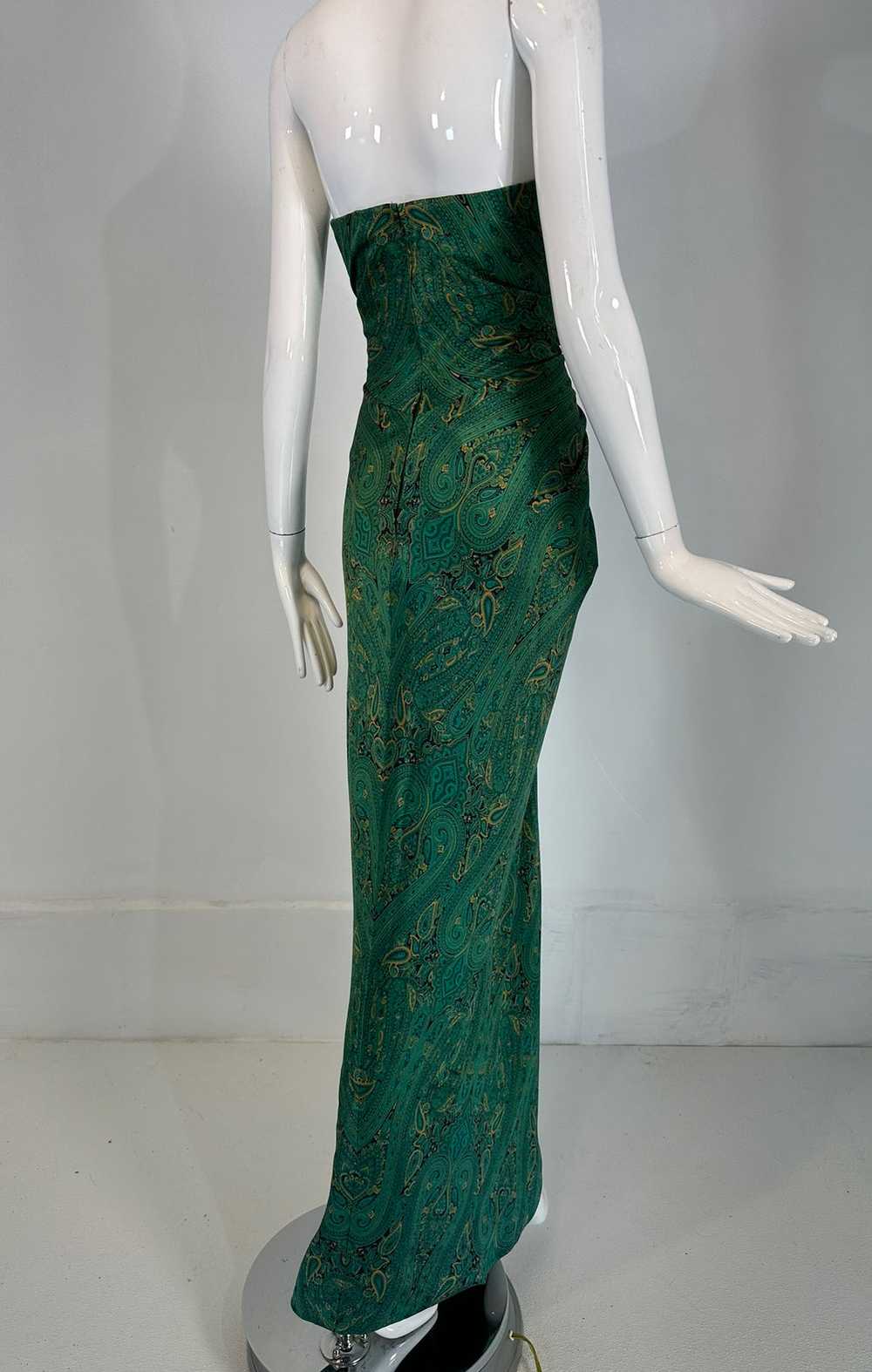 Arnold Scaasi Silk Paisley Strapless Sarong Gown … - image 8