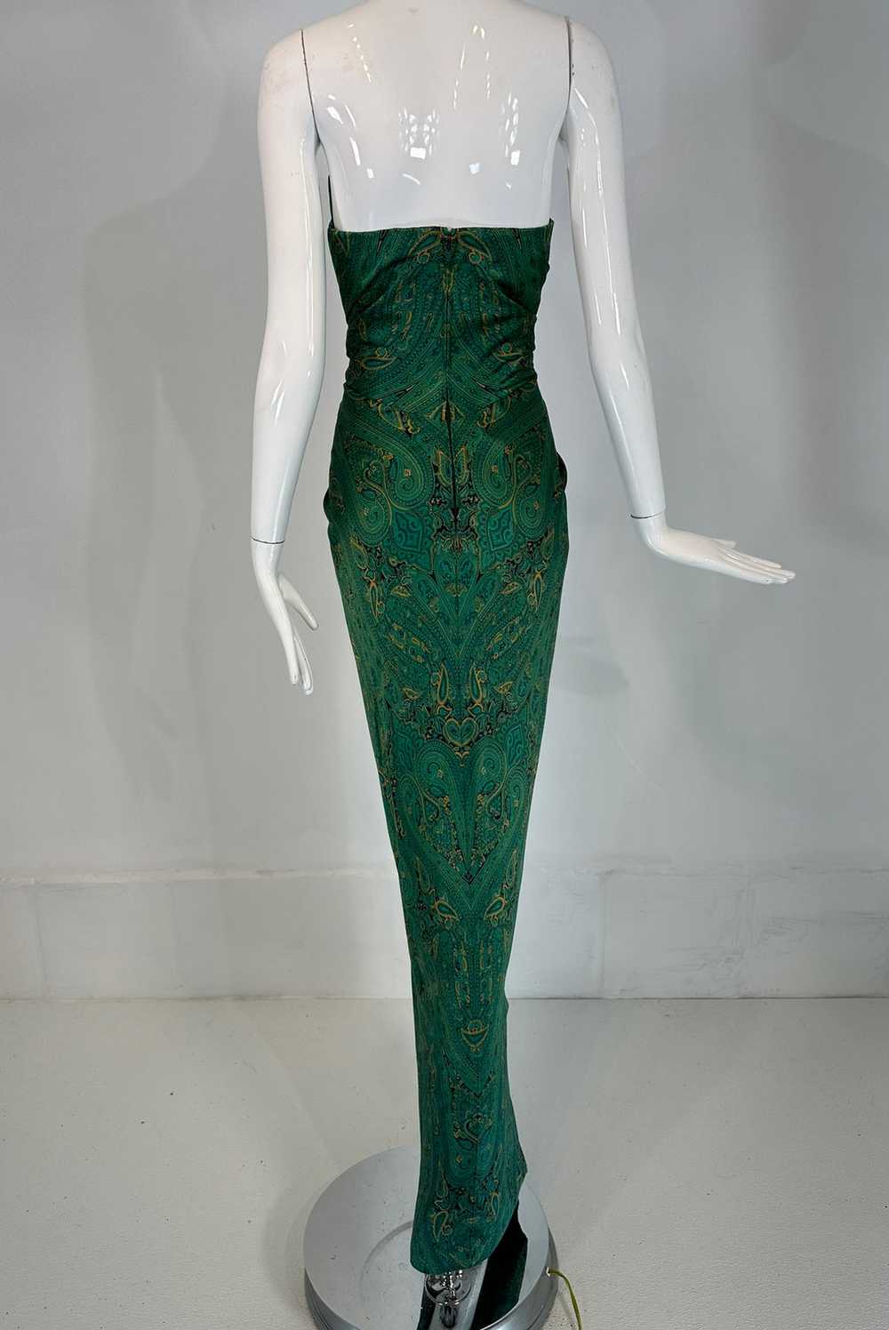 Arnold Scaasi Silk Paisley Strapless Sarong Gown … - image 9