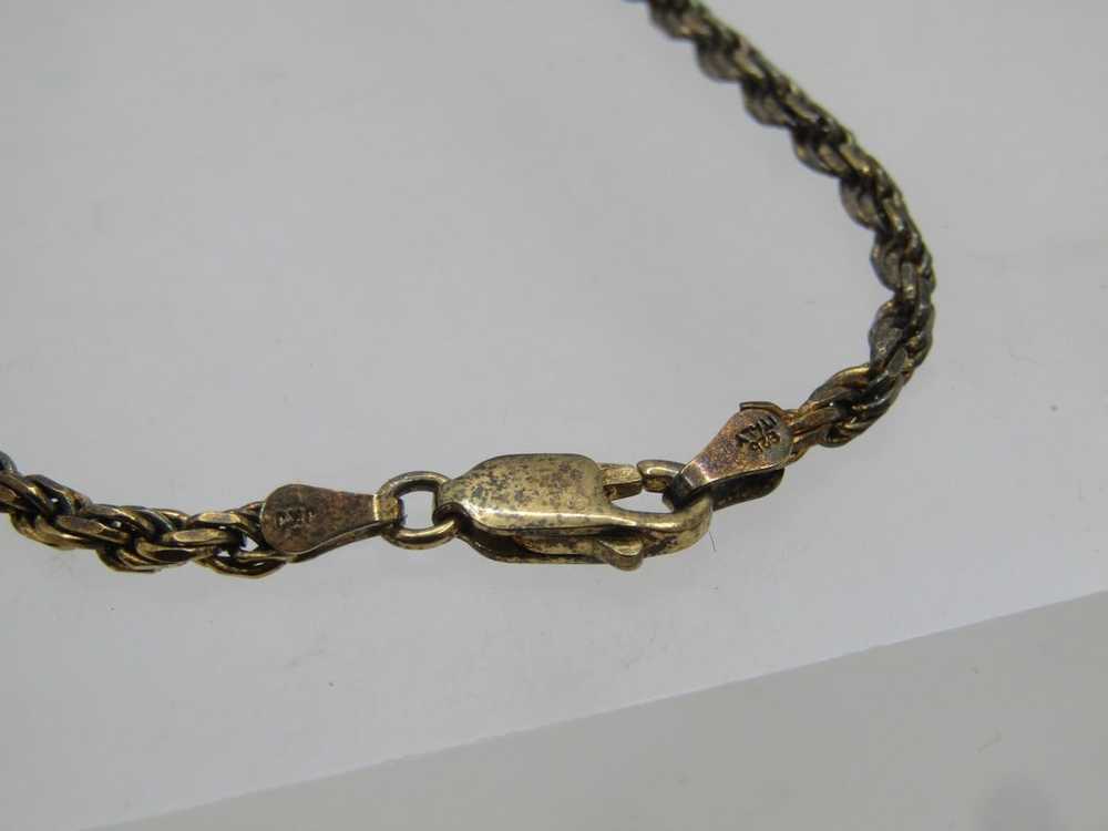 Vintage Sterling Vermeil Rope Bracelet, 8", Unise… - image 3