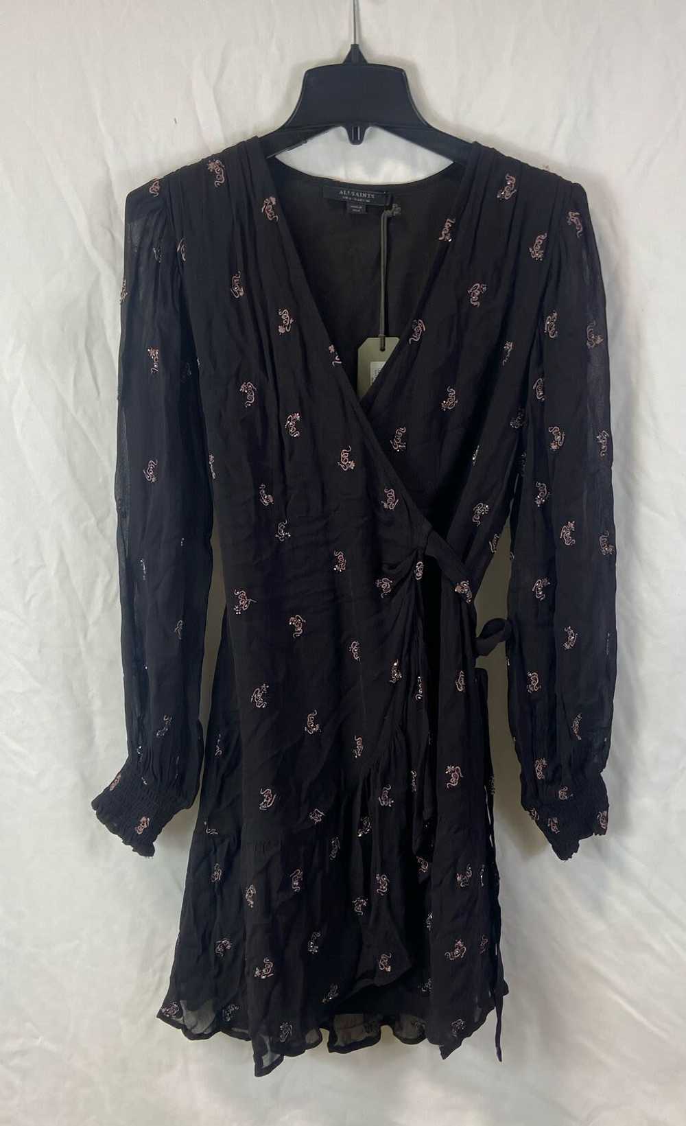 NWT AllSaints Womens Black Fina Snake Embroidered… - image 1