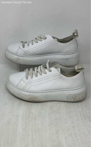 Armani Exchange Womens White Leather Lace-Up Platf