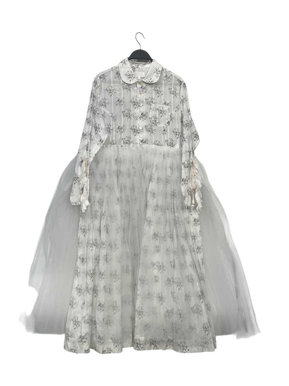 Tao COMME des GARCONS/LS Dress/M/White/Cotton/Flo… - image 1