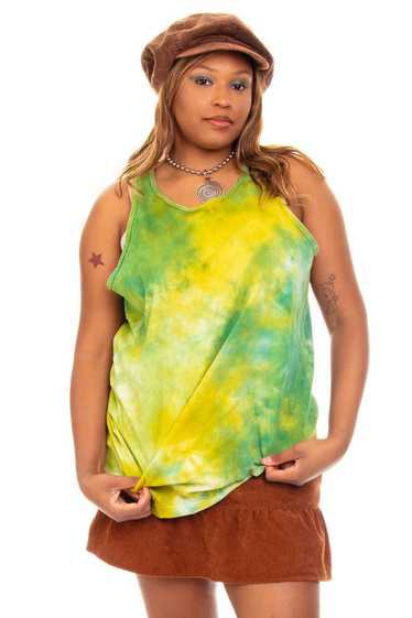 Vintage Y2K Green Tie-Dye Tank Top - OSFM